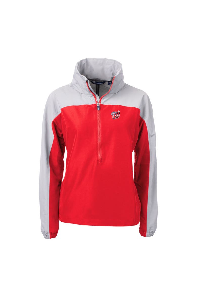 Women's Cutter & Buck Red/Gray Washington Nationals Charter Eco Recycled Anorak Jacket, Alternate, color, Red