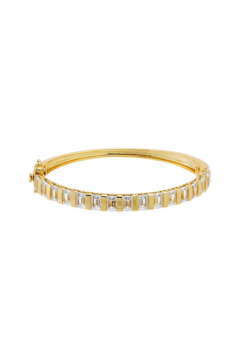 Baguette CZ Hinged Bangle Bracelet, Alternate, color, Gold
