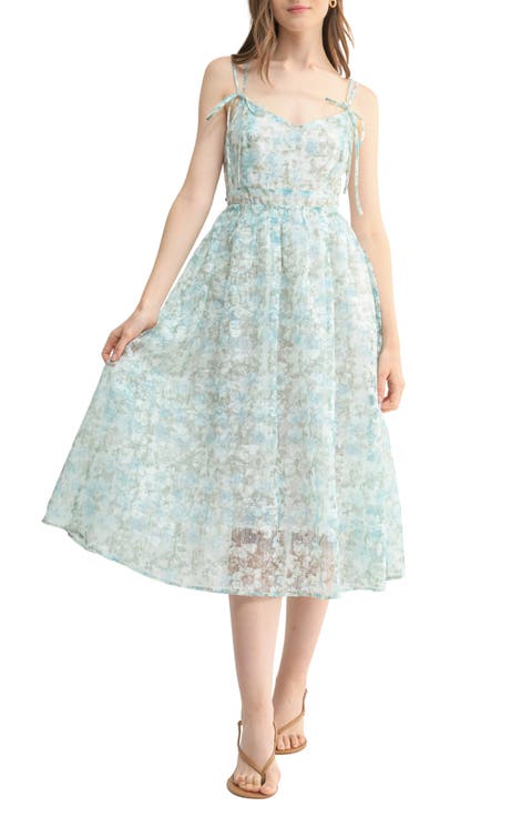 Floral Tie Strap Midi Dress