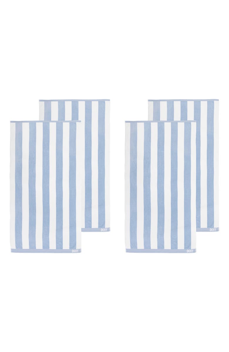 DKNY Cabana Stripe 4-Piece Beach Towel Set, Main, color, Celestial Blue