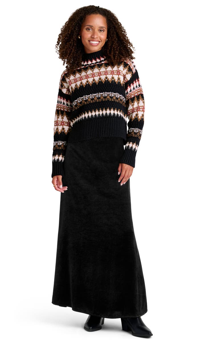 Splendid Henrietta Fair Isle Mock Neck Wool Sweater, Alternate, color, Black Mix