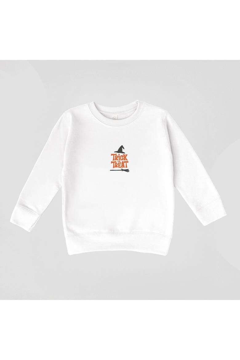 Embroidered Broom Trick or Treat Toddler Graphic Sweatshirt, Alternate, color, White
