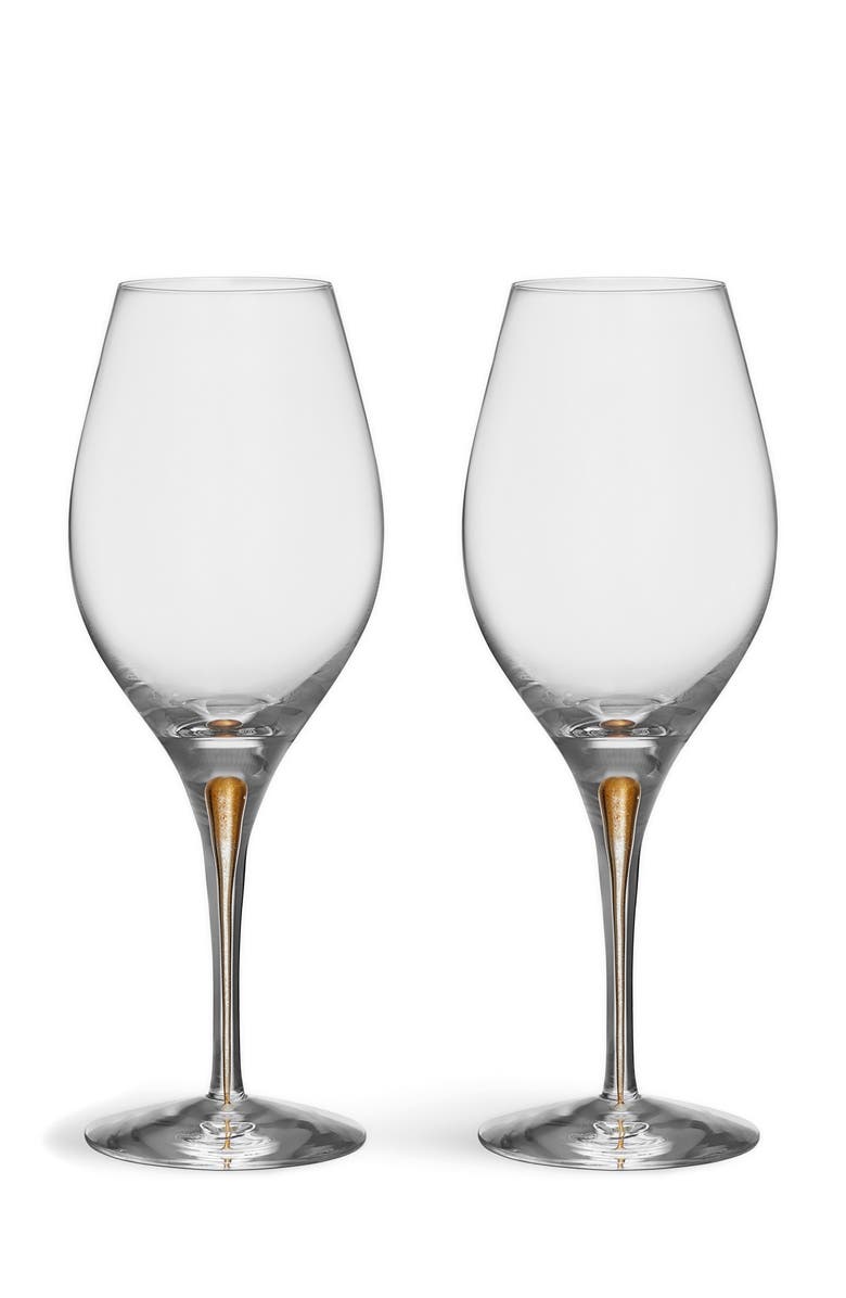 Orrefors Intermezzo Gold Balance Set of 2 Wine Glasses, Main, color, Gold