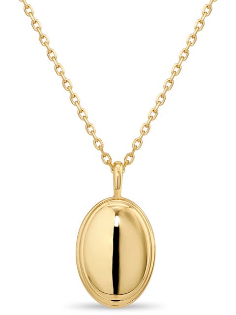 Contour-lined Dome Pendant Necklace in Gold Plated Sterling Silver
