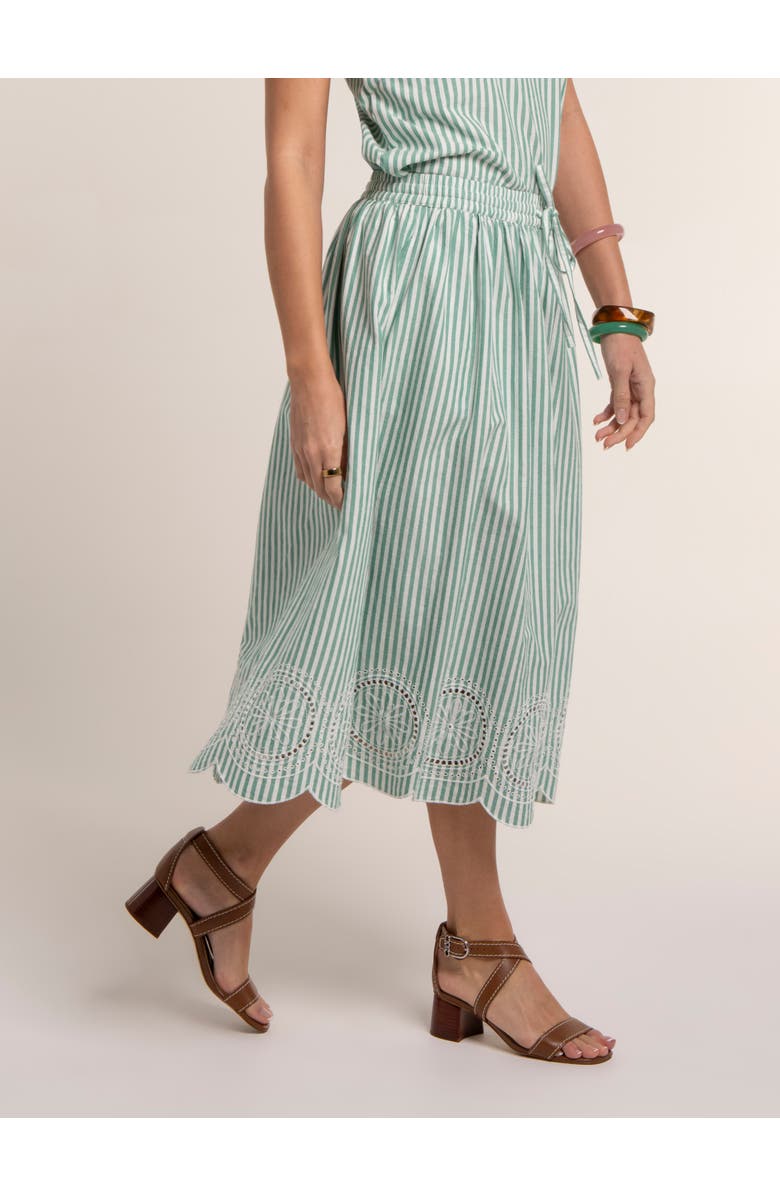 Brakeburn Hannah Embroidery Midi Skirt, Main, color, Green