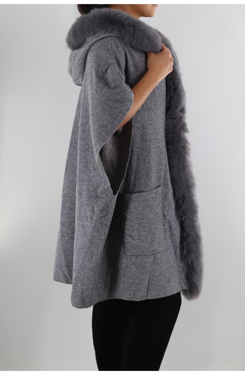 La Fiorentina Wrap with Hood/Faux Fur Trim, Alternate, color, Grey