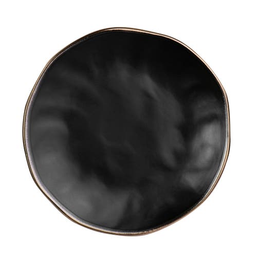 Elama Modern 16 Piece Stoneware Dinnerware Set In Black