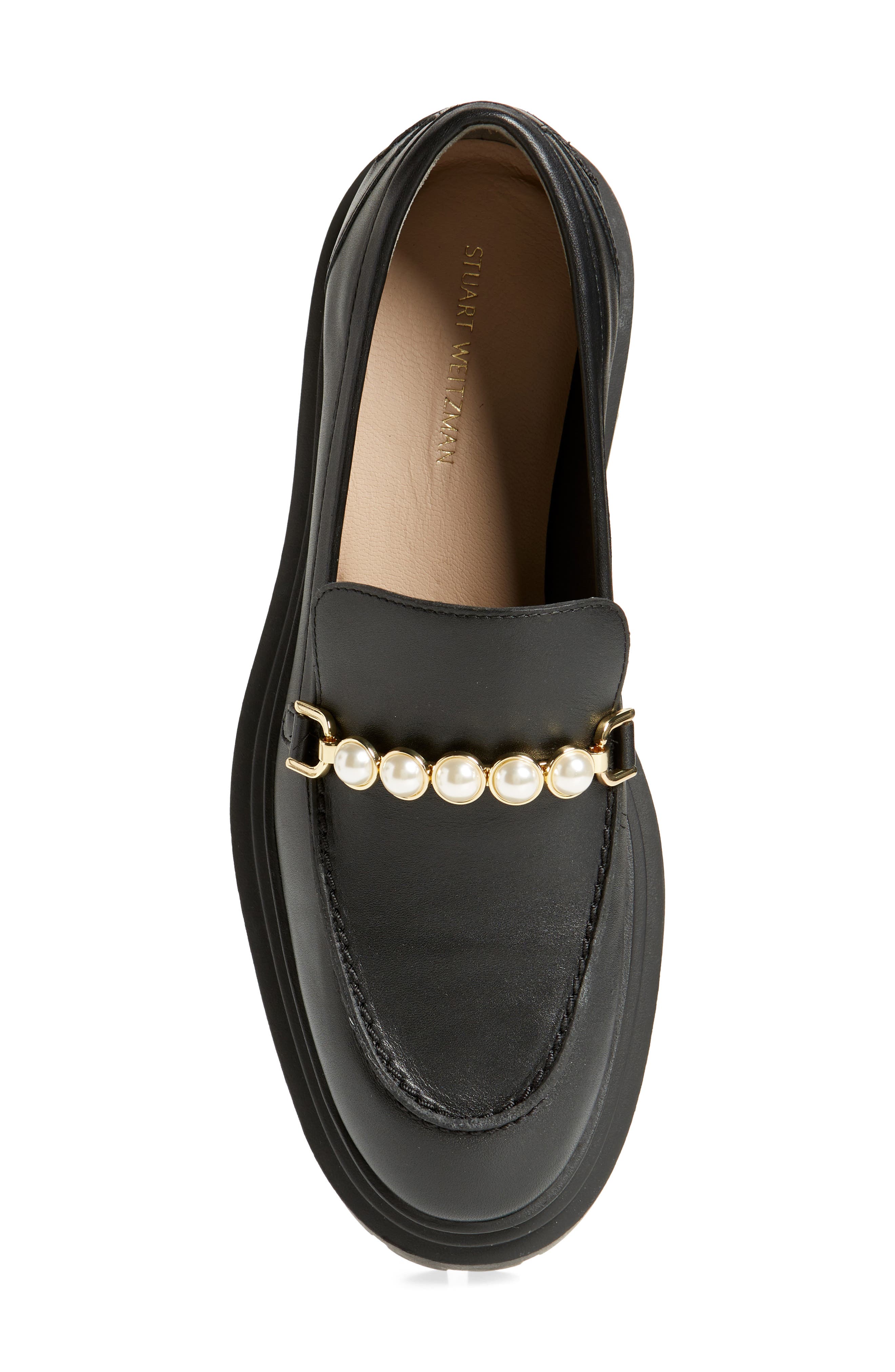 Stuart Weitzman Perla Imitation Pearl Lug Sole Loafer, Alternate, color, 