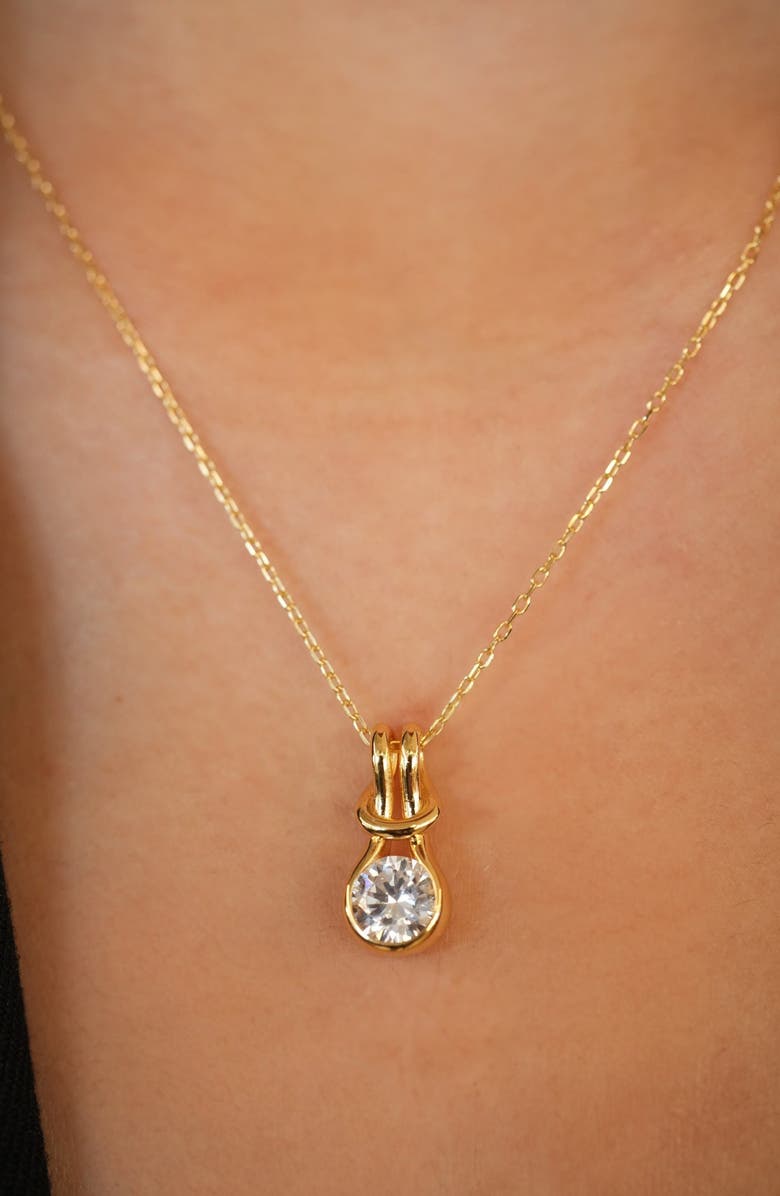 Argento Vivo Sterling Silver Love Knot Cubic Zirconia Pendant Necklace, Alternate, color, Gold