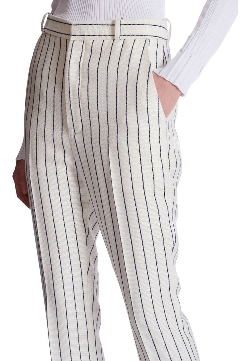 Straight-leg pinstripe trousers, Alternate, color, white
