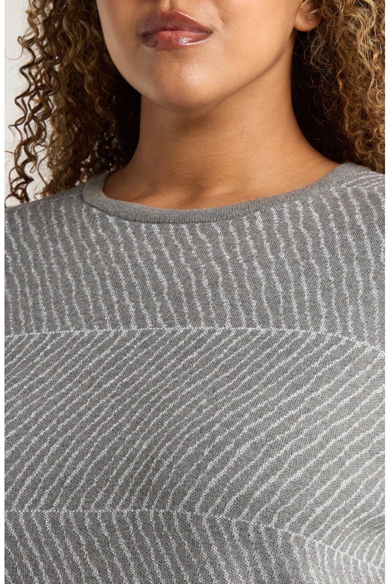 Jacquard Crewneck Sweater, Alternate, color, SMOKE HEATHER/ SILVER