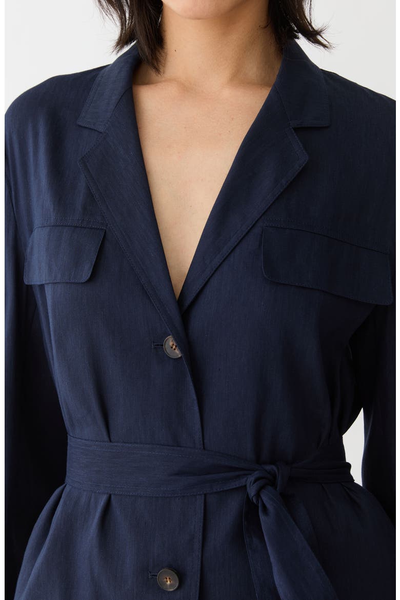 Belted Linen Blend Jacket, Alternate, color, INK