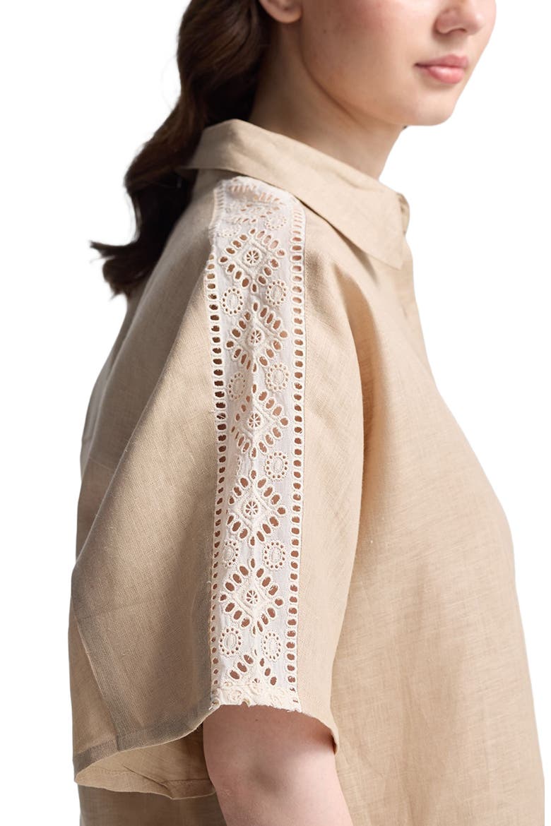 Boxy Shirt with Lace Set, Alternate, color, Neutral Beige