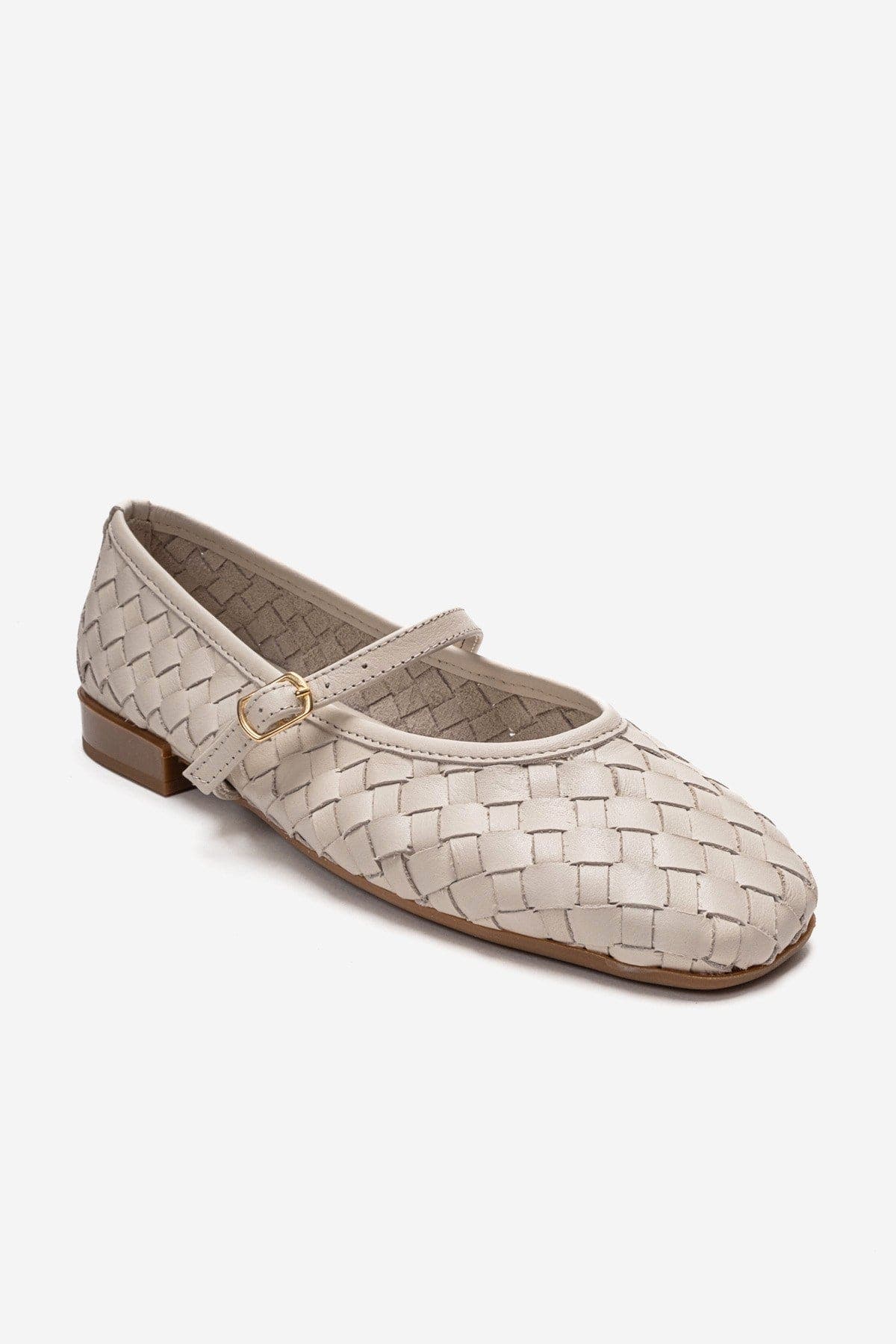 Forever & Always Shoes Yevora Leather Woven Strap Ballet Flat, Alternate, color, Cream