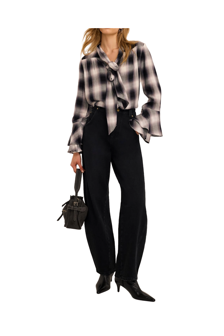 Check Blouse, Main, color, Grey