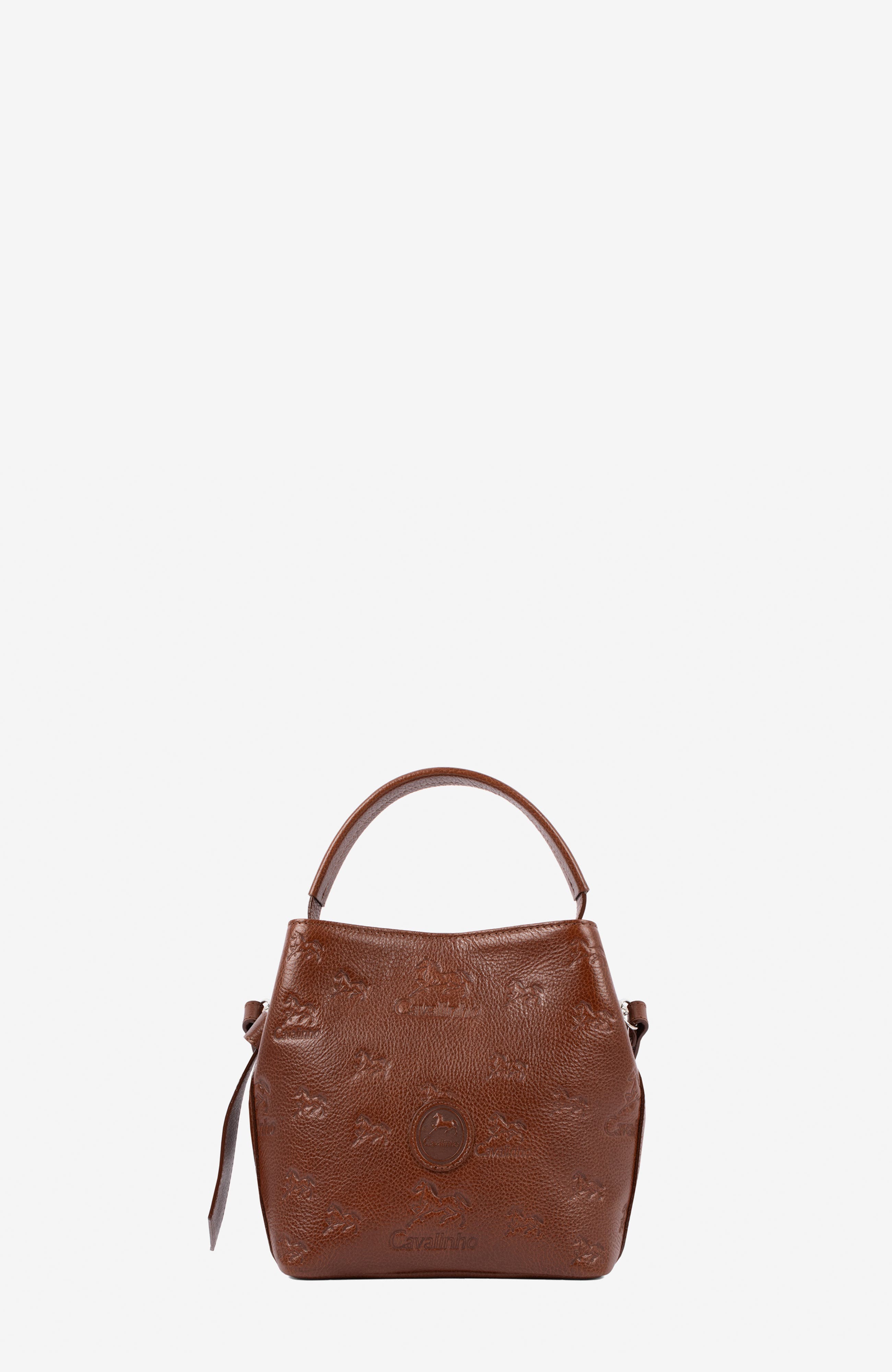 Cavalo Lusitano 591 Embossed Leather Bucket Bag, Main, color, Camel Brown