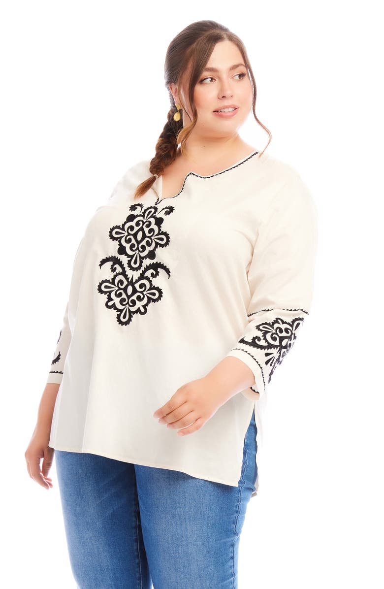 Karen Kane Embroidered Cotton Tunic Top, Alternate, color, 
