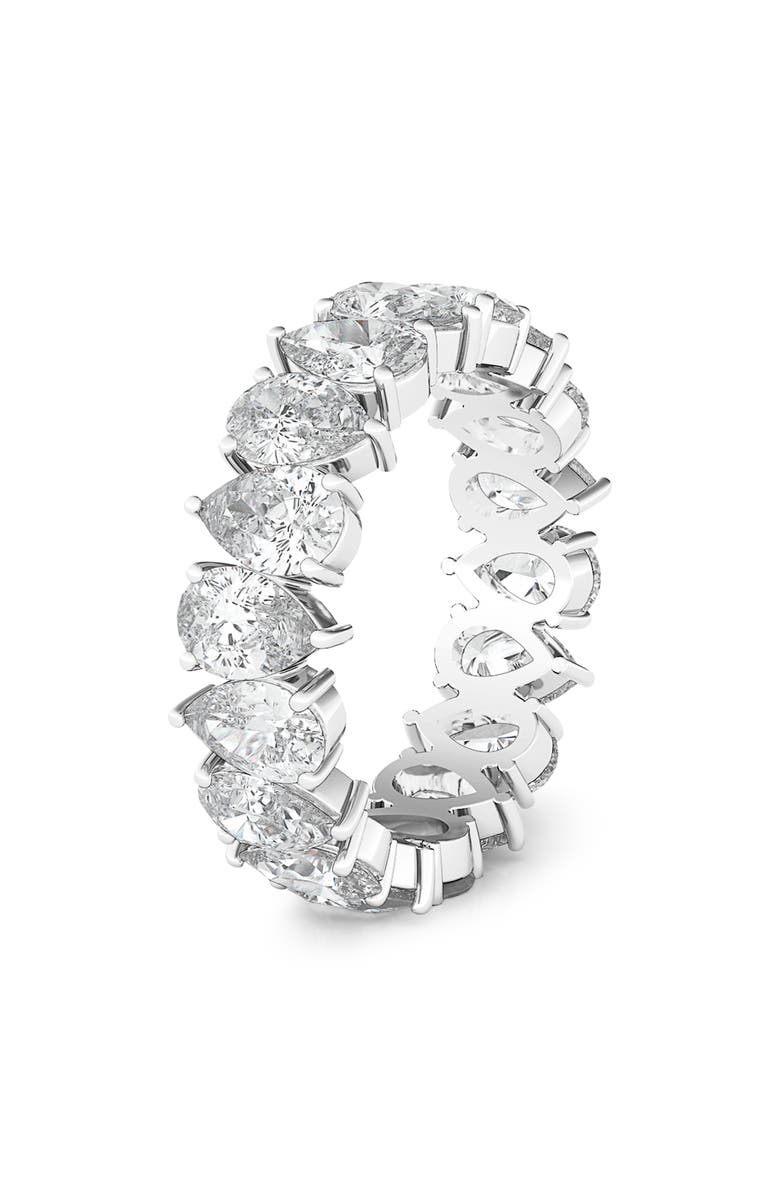 HauteCarat Alternating Pear Lab Created Diamond Eternity Ring, Alternate, color, White Gold