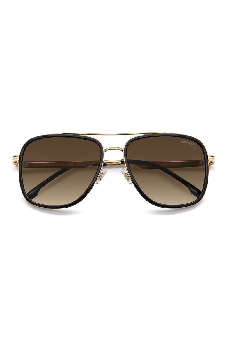 58mm Gradient Pilot Sunglasses, Alternate, color, BLACK WHITE/ BROWN SF