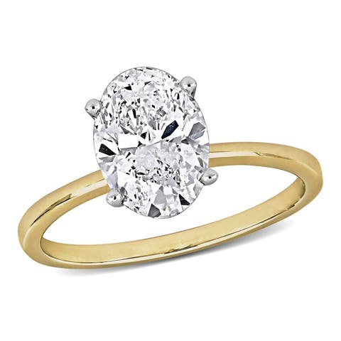 Oval Lab Grown Diamond Solitaire Ring 14k