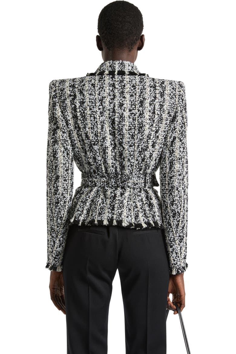 Two-tone tweed belted jacket, Main, color, black