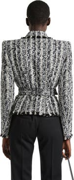 Balmain Two-tone tweed belted jacket