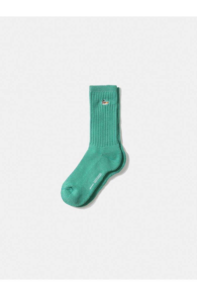 Duck Logo Ribbed Crew Socks, Main, color, Plain Mint