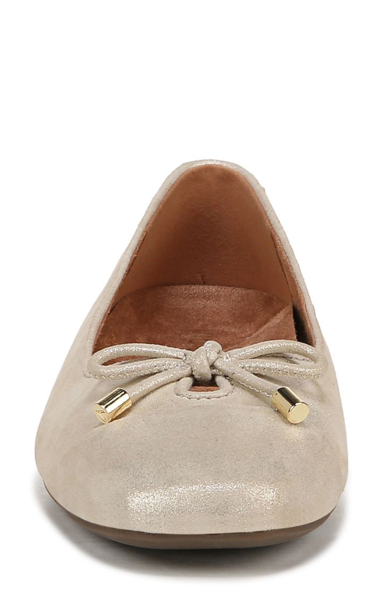 Klara Cap Toe Flat, Alternate, color, GOLD MET LEATHER