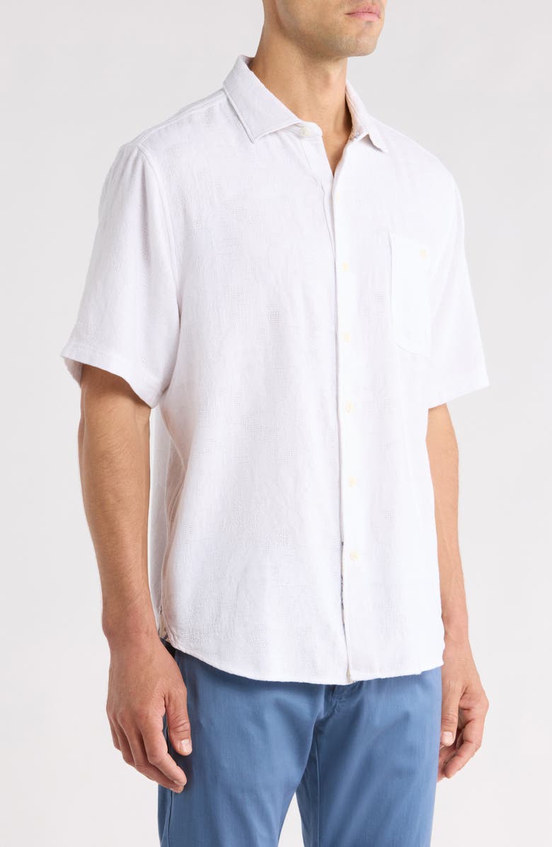 Tommy Bahama Breeze Island Short Sleeve Cotton Jacquard Button-Up Shirt, Alternate, color, White