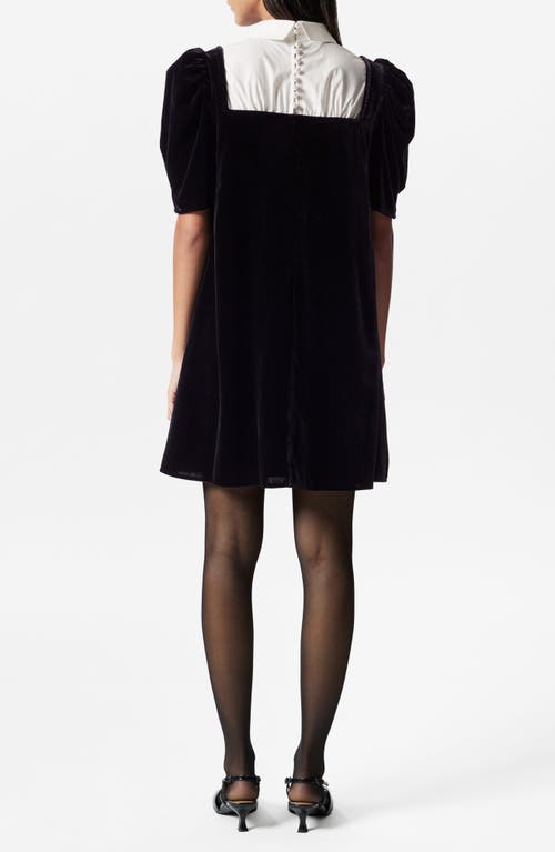 & Other Stories Collar Velvet Minidress In Black Dark