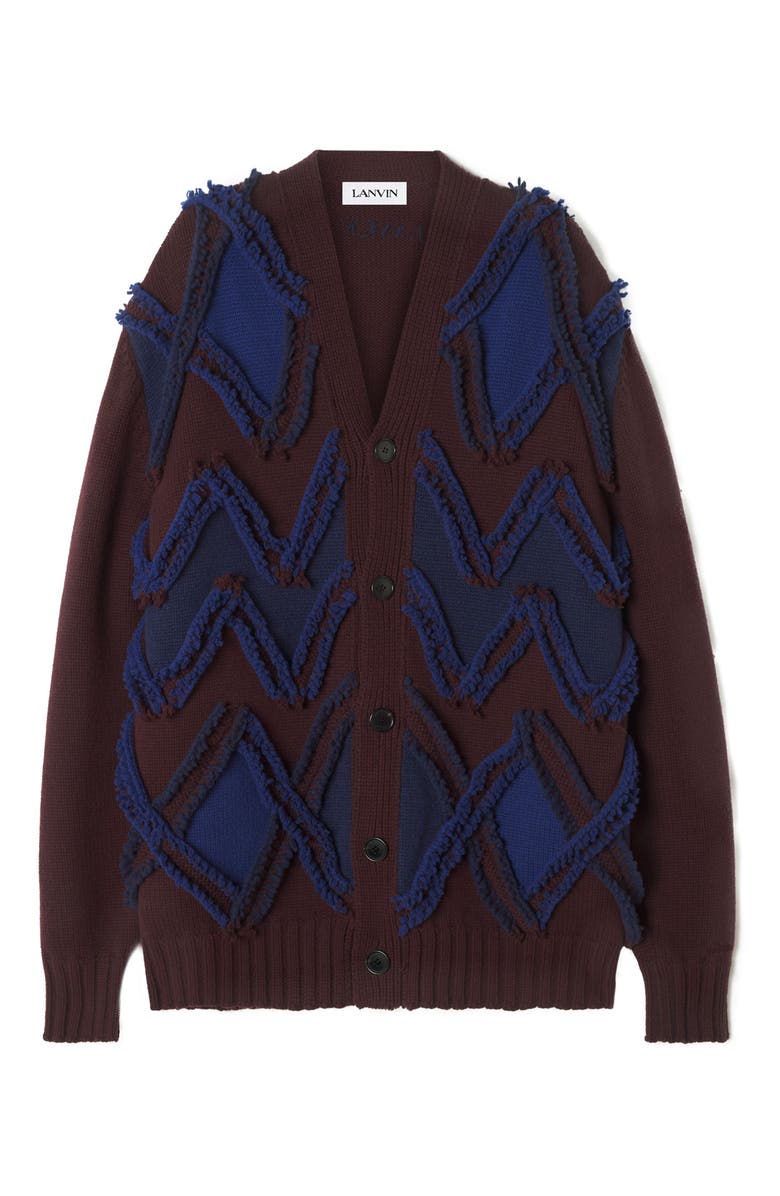 Lanvin Oversized Cardigan In Jacquard, Main, color, Bacchus