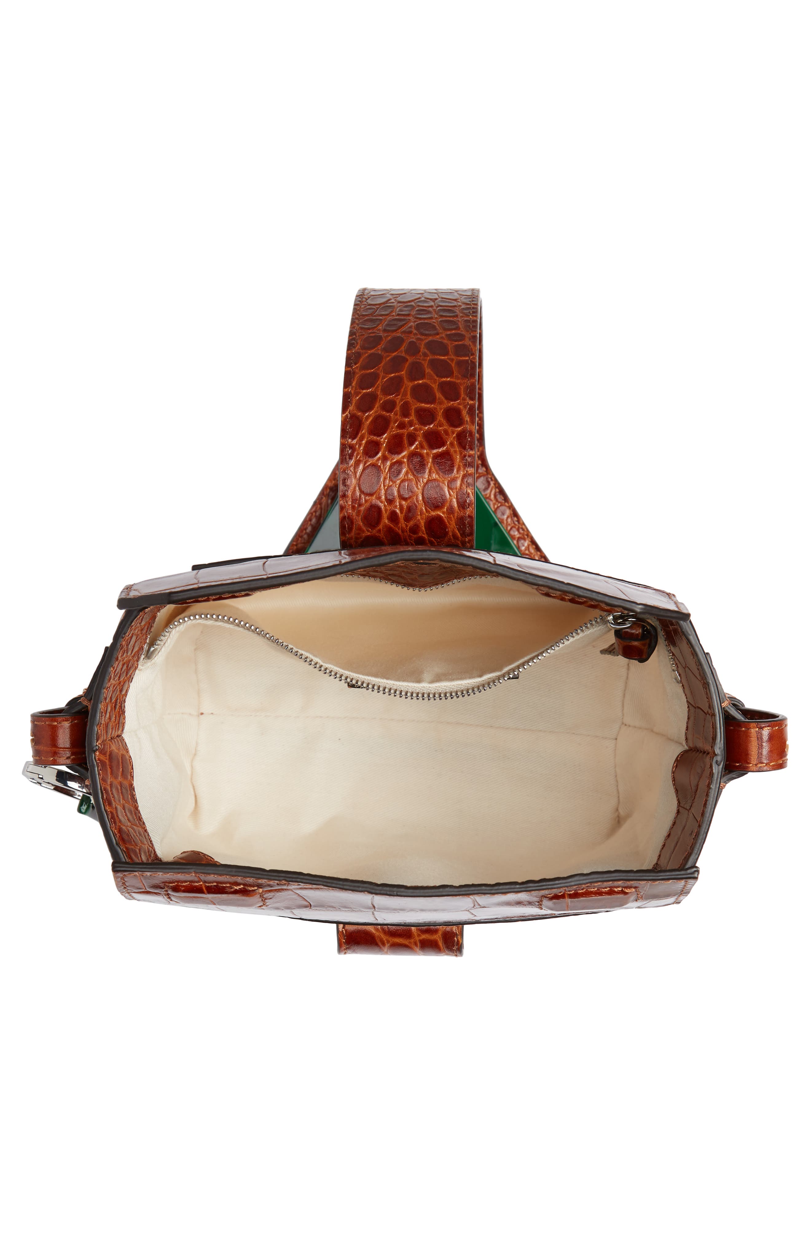 Ganni Croc Embossed Leather Box Bag, Alternate, color, 