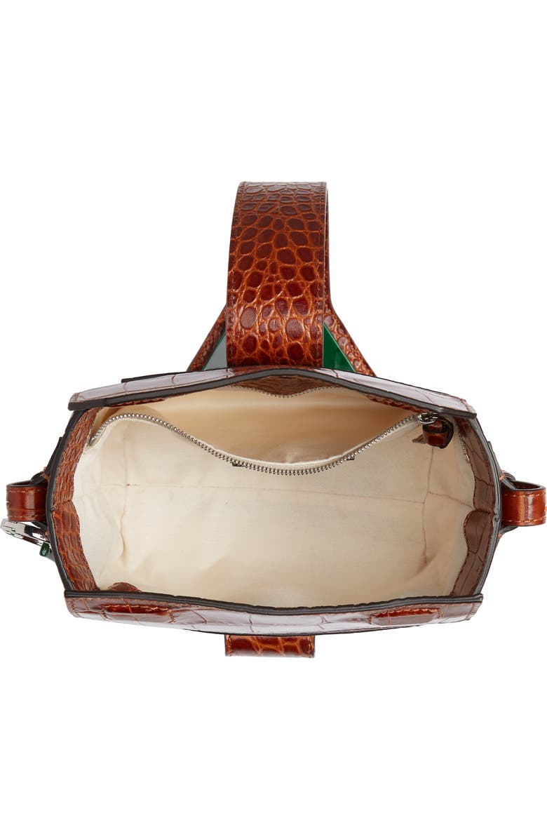 Ganni Croc Embossed Leather Box Bag, Alternate, color,
