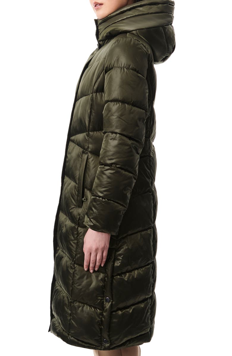 Bernardo Shiny Insulated Puffer Coat, Alternate, color, Dark Green