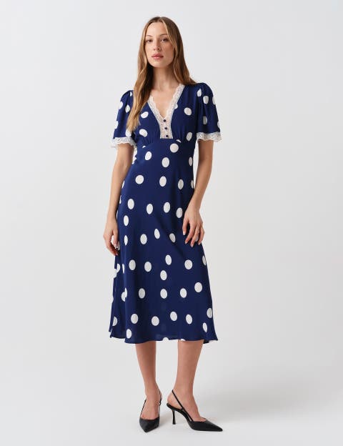 Belle Lace Crepe Midi Dress