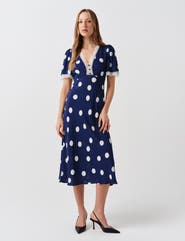 Ghost London Belle Lace Crepe Midi Dress