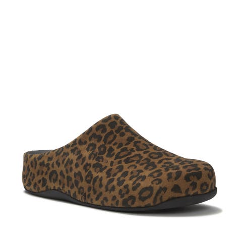 Shuv Suede Leopard Mules