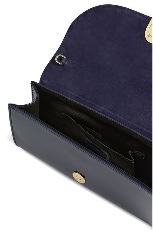 Lk Bennett Florence Curve Flap Leather Clutch In Blue