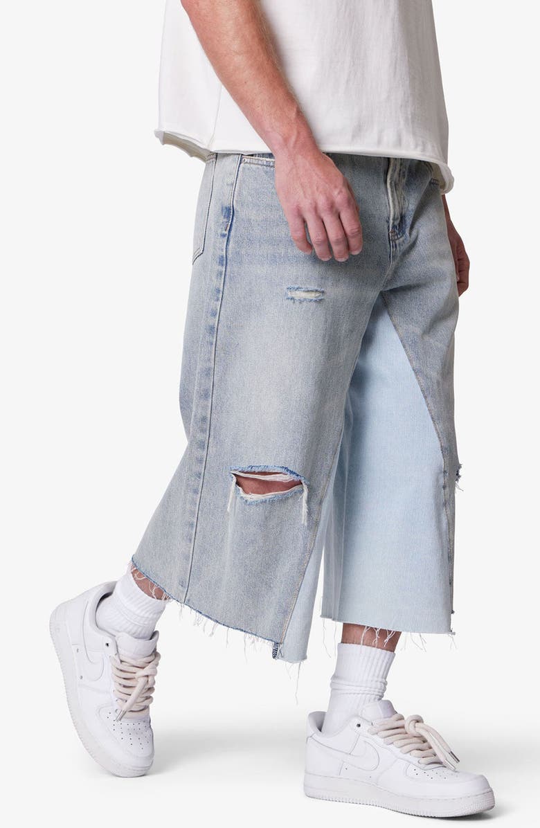 mnml Distressed Panel Denim Shorts, Alternate, color, 