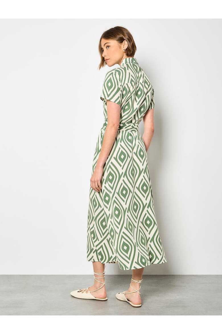 Short Sleeve Midi Shirt Dress, Alternate, color, Green