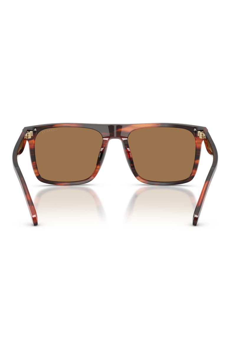 57mm Flat Top Square Sunglasses, Alternate, color, STRIATED CARAMEL / BROWN FLASH