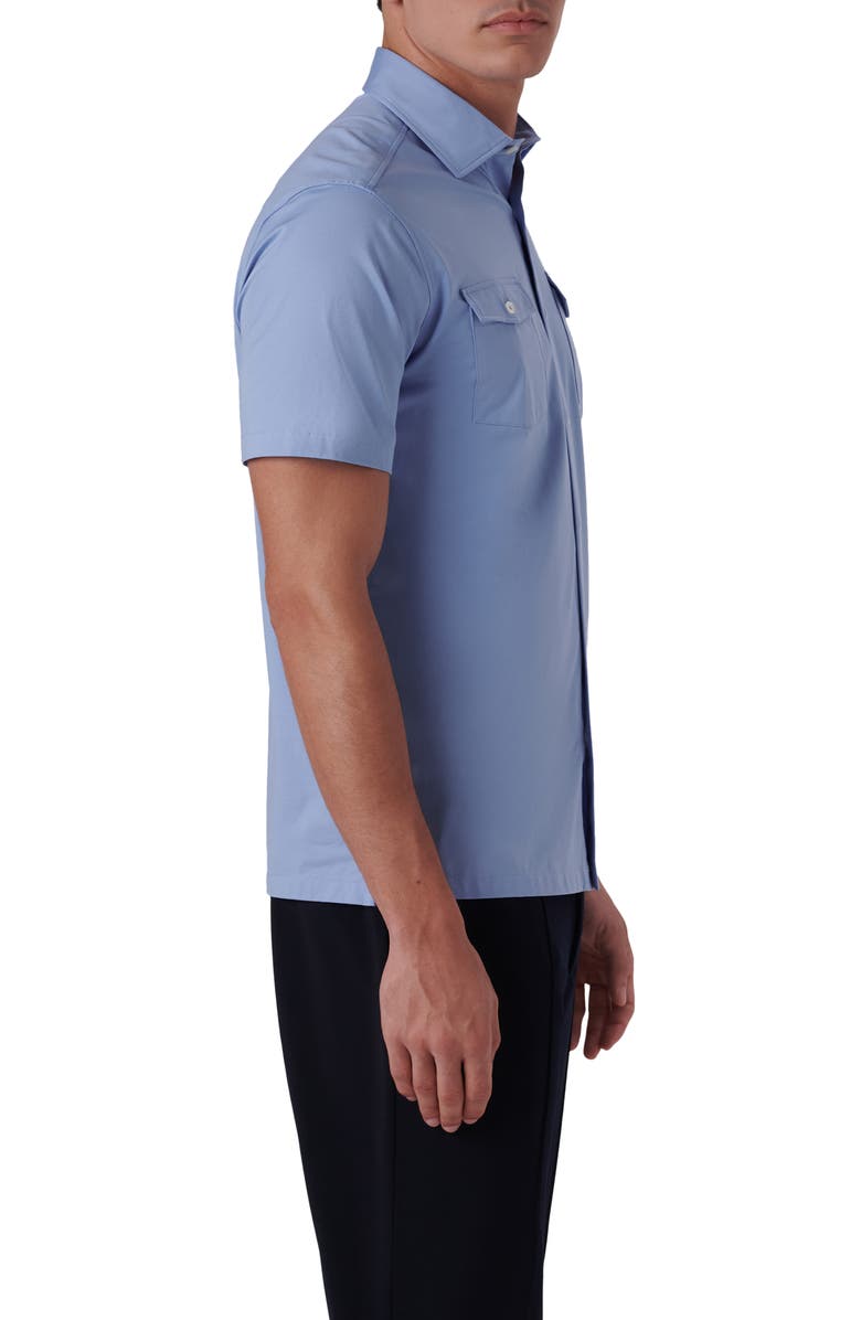 Bugatchi OoohCotton<sup>®</sup> Short Sleeve Button-Up Shirt, Alternate, color, Sky