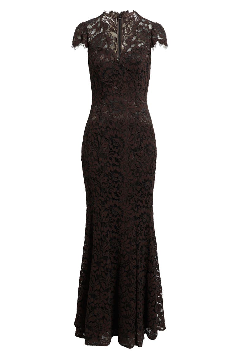 Illusion Yoke Lace Trumpet Gown, Alternate, color, CHC