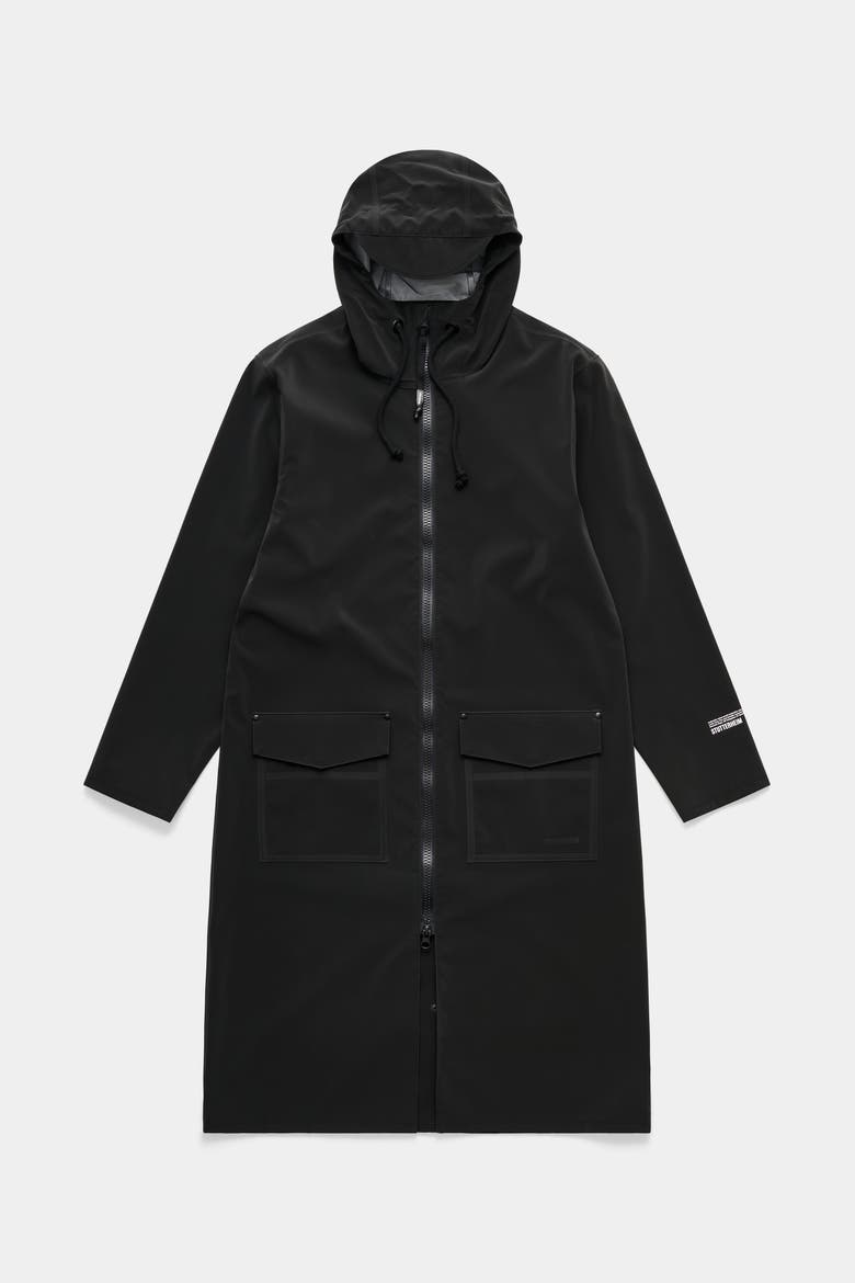 Stockholm Long Patch Matte Raincoat, Alternate, color, Black