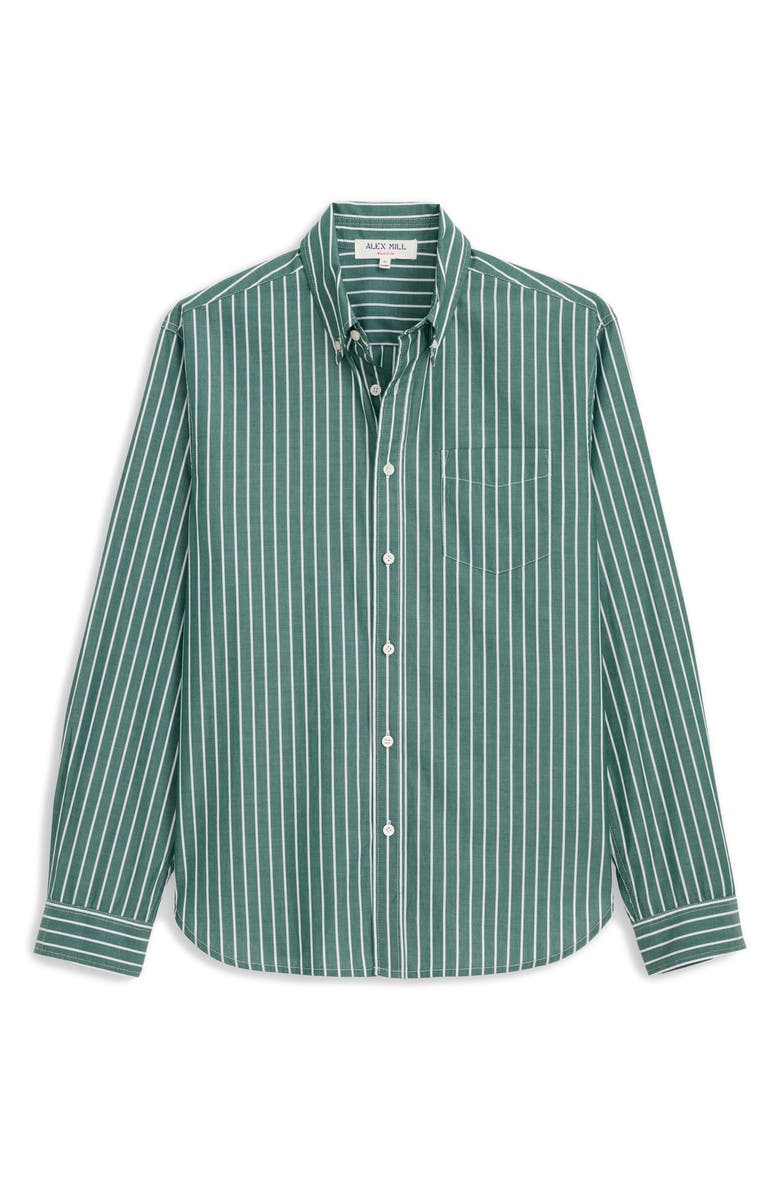 Alex Mill Mill Thing Stripe Button-Down Shirt, Alternate, color, Cypress / Ivory