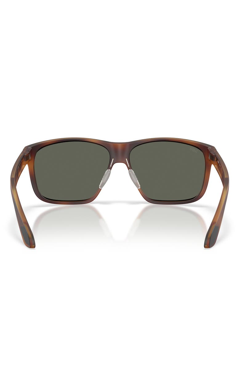 Costa Del Mar Trades 60mm Polarized Square Sunglasses, Alternate, color, Matte Tortoise / Gray 580G