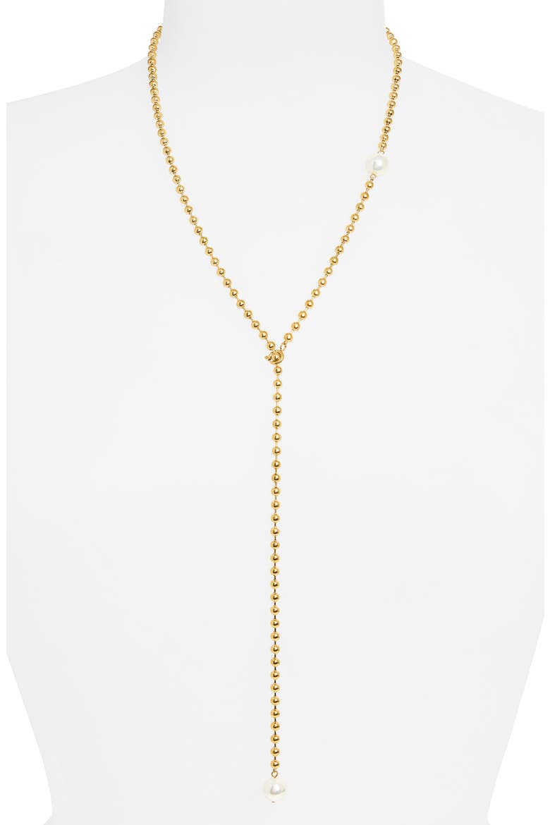 Isla Natural Pearl Lariat Y-Necklace, Alternate, color, GOLD