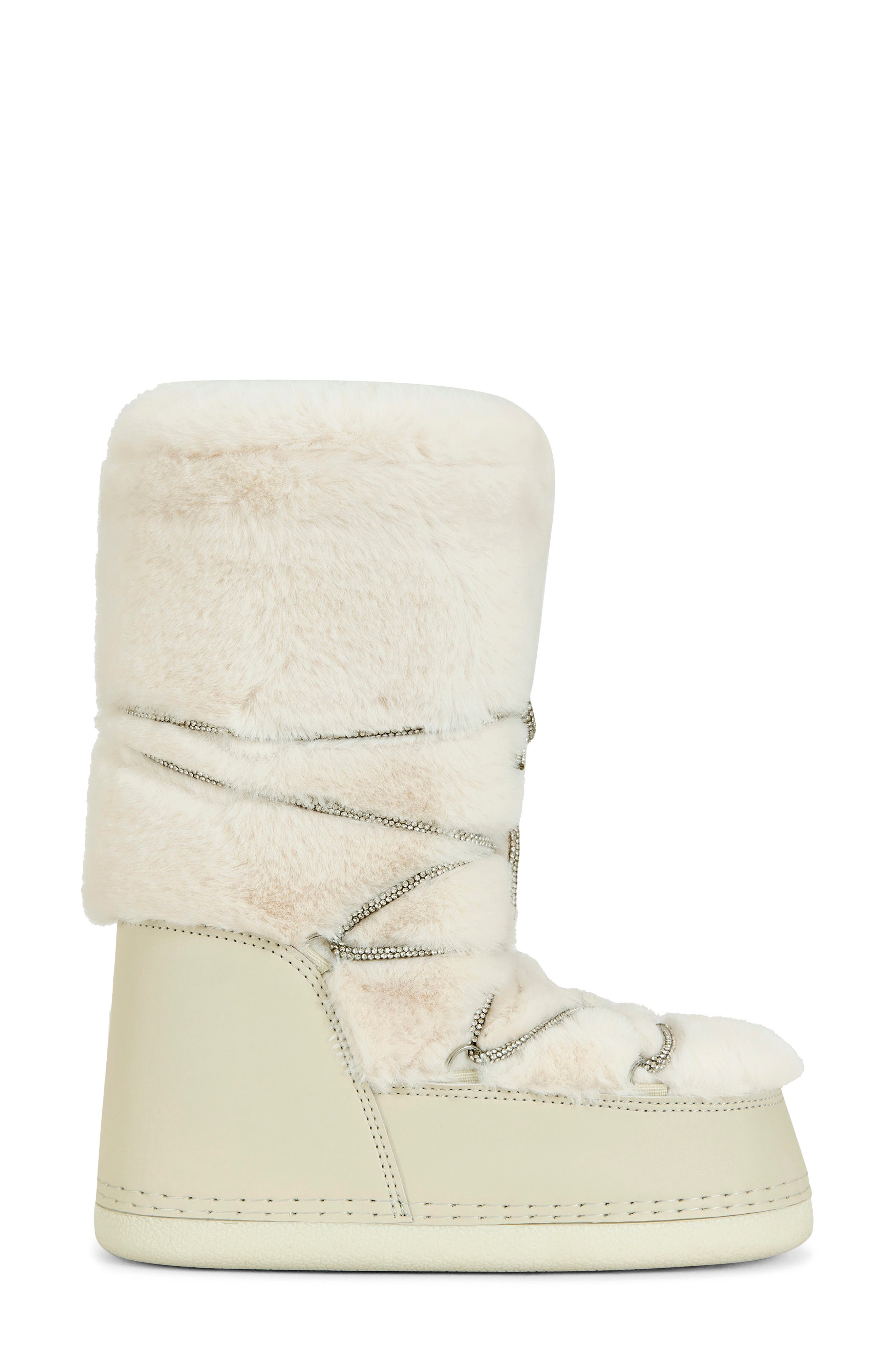 Karmela Faux Fur Flatform Snow Bootie, Alternate, color, CREAM
