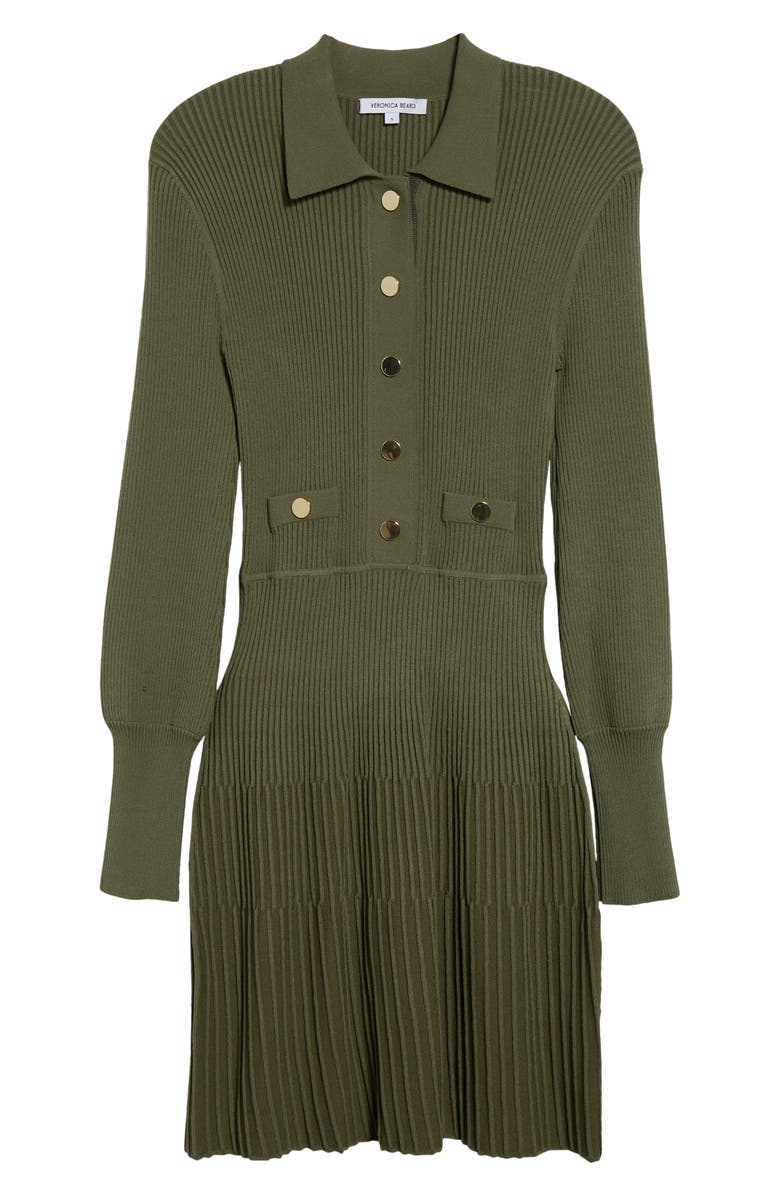 Veronica Beard Lauper Variegated Rib Long Sleeve Sweater Dress, Alternate, color, Stone Army