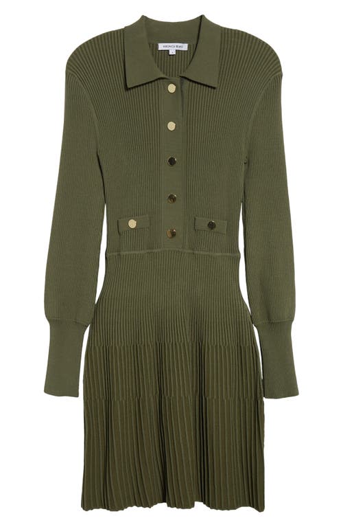 Veronica Beard Lauper Long-sleeve Ribbed Mini Dress In Stone Army